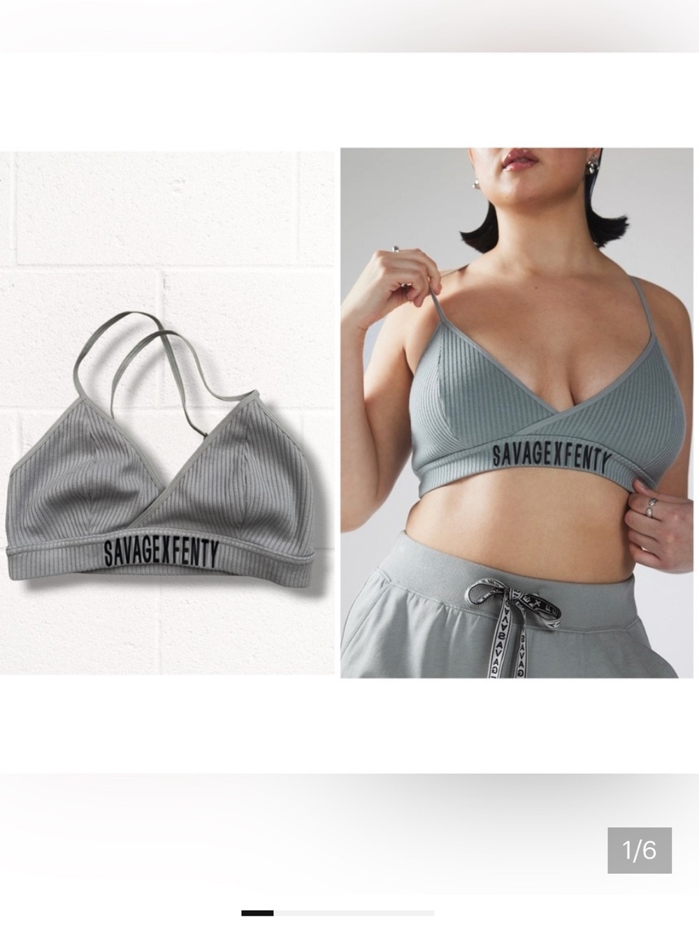 Savage X Fenty Light Gray Ribbed Bralette